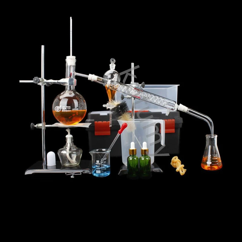 Essential Oil Distillation Kit Distillation Apparatus Condenser Distilled Water Purification Extraction Full Set