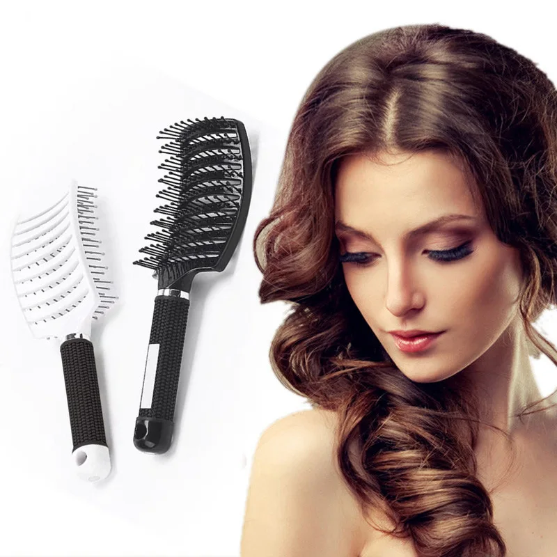 

Scalp Massage Women's Hair Brush Large Curved Curly Detangler Combs For Hair Salon Style Hairdressing Tools Barber Accessories