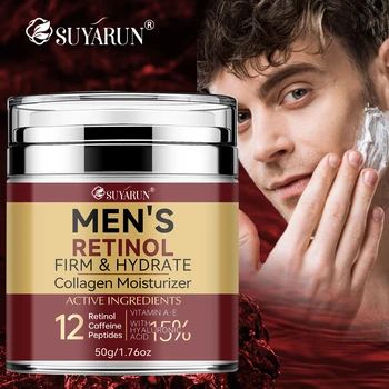 Crema viso da uomo al collagene al retinolo: idratante rassodante e antietà per la riduzione delle rughe, cura della pelle idratante senza olio per uomini.