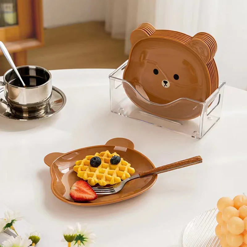 Fruit Plate Cartoon Bear Spit Bone Dish Desktop Trash Tray Snack Food Residue Kitchen Tableware