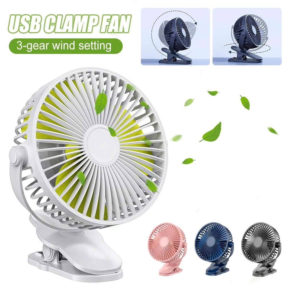 

New Mini Cooling Fan Portable Desktop Clip USB Charging Cool Fans 720 Degrees 3-speed Mute With Strong Wind For Home Bedroom Car