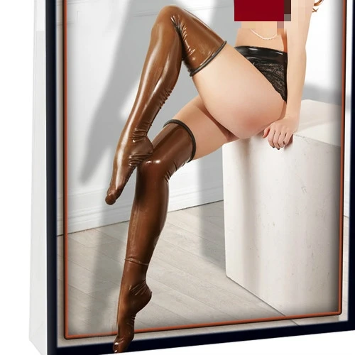 

Женские резиновые стильные кофейные Элегантные чулки размеров XS-XXL для косплея, маскарада