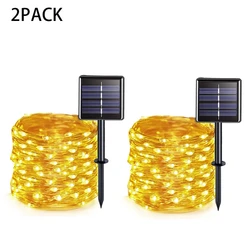 Solar LED Waterproof Festoon String Lights for Outdoor Wedding and Party Decor (2pcs warm white)
