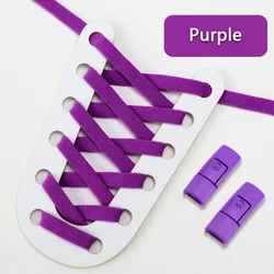 Colorful No-Tie Elastic Shoelaces for Sneakers - Easy Lock System for Kids and Adults (Purple)