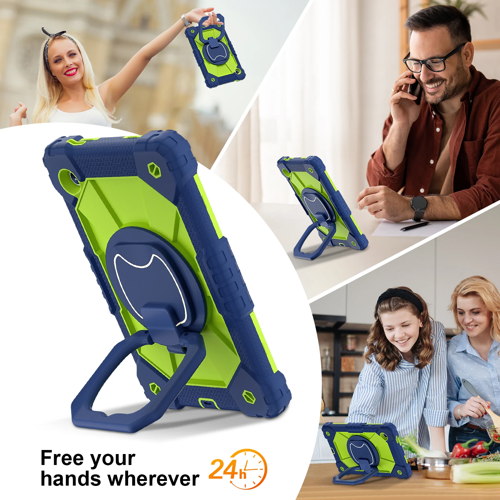 360-Degree Rotating Kids Tablet Case with Shoulder Strap