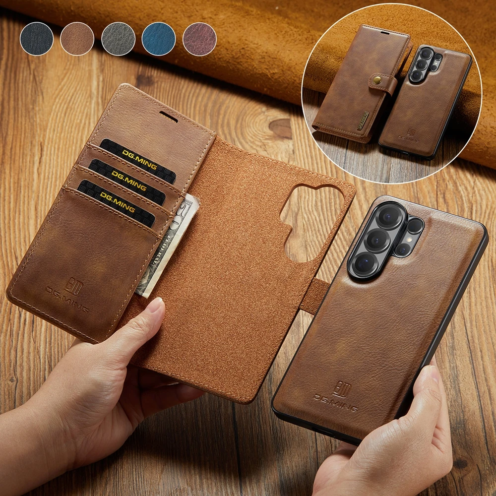 Magnetic Leather Flip Stand Phone Case - 2 in 1 Design