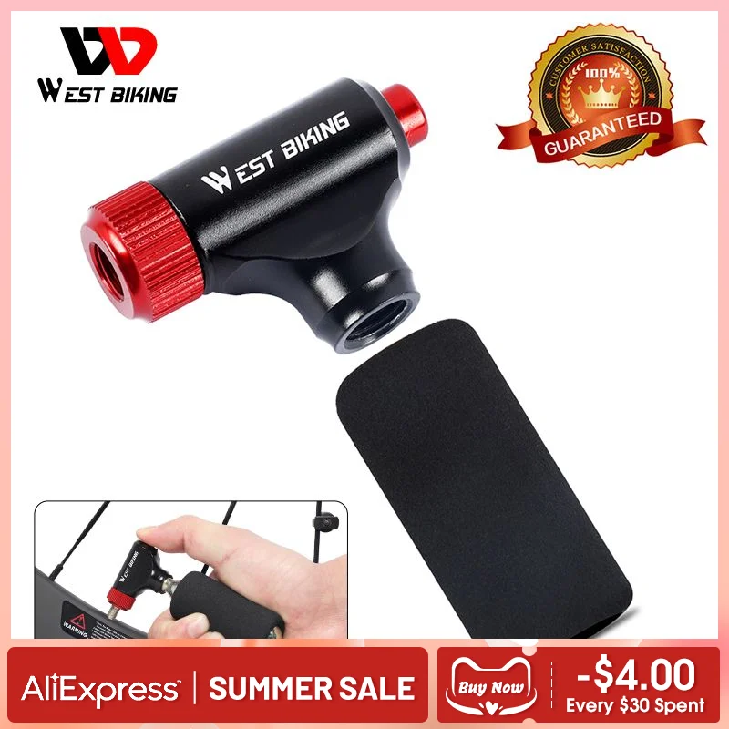 WEST BIKING Mini CO2 Pump Portable Bicycle Tire Inflator For Schrader