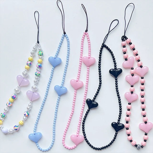 Korean Heart Light Blue Phone Charm  Acrylic Cellphone Chains Lanyard -  Korean Heart - Aliexpress