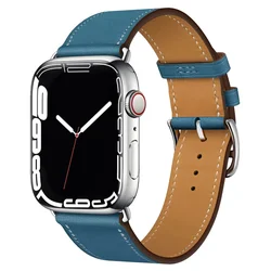 Premium Leather Watch Band - Luxury Bracelet Loop - 46 45 44 42 49mm (26 bright blue)