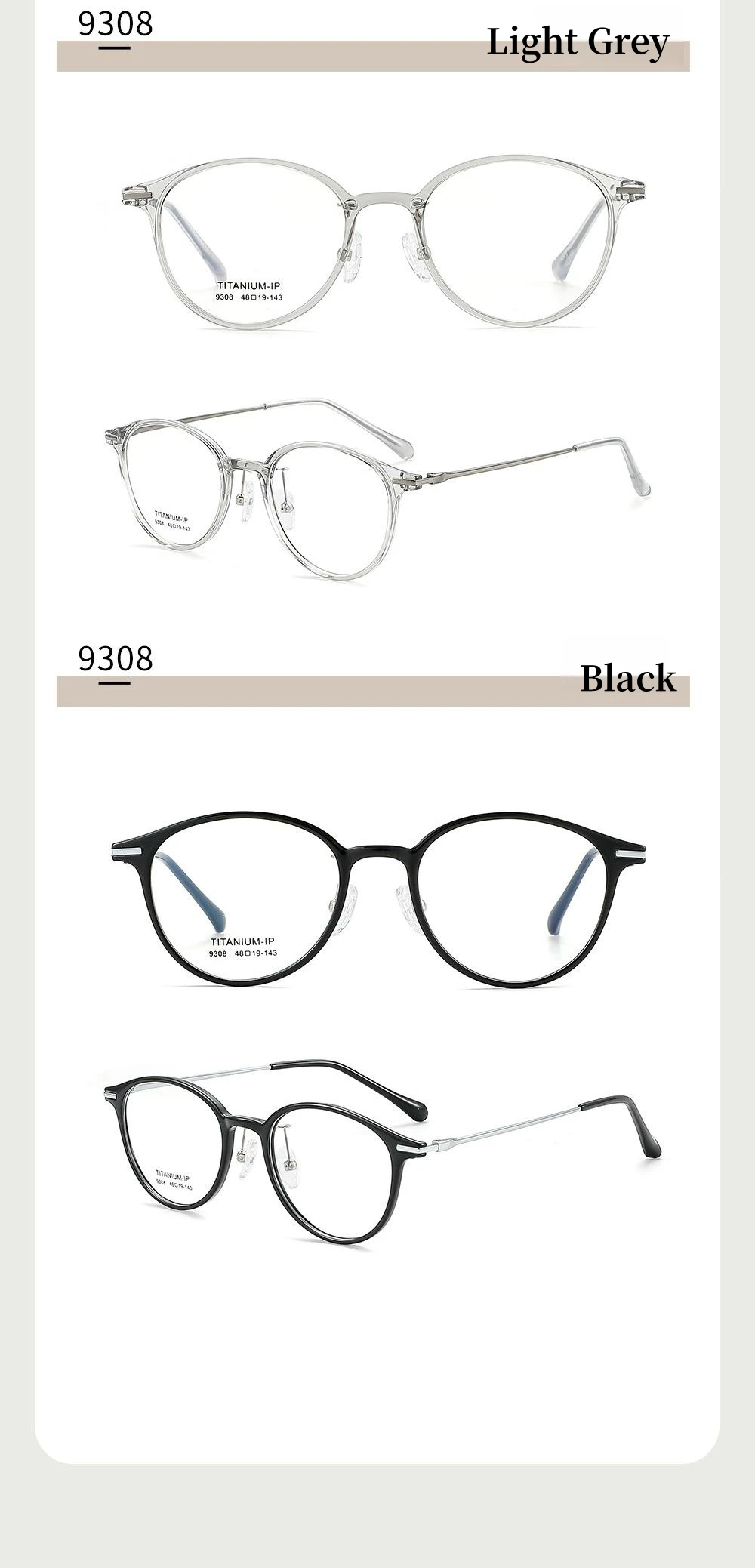 FIRADA Modische, bequeme Brille, 2025, Retro-Luxus, Titan, runde Brillen, verschreibungspflichtige Brillengestelle für Damen, BM9308-C – Detail 11