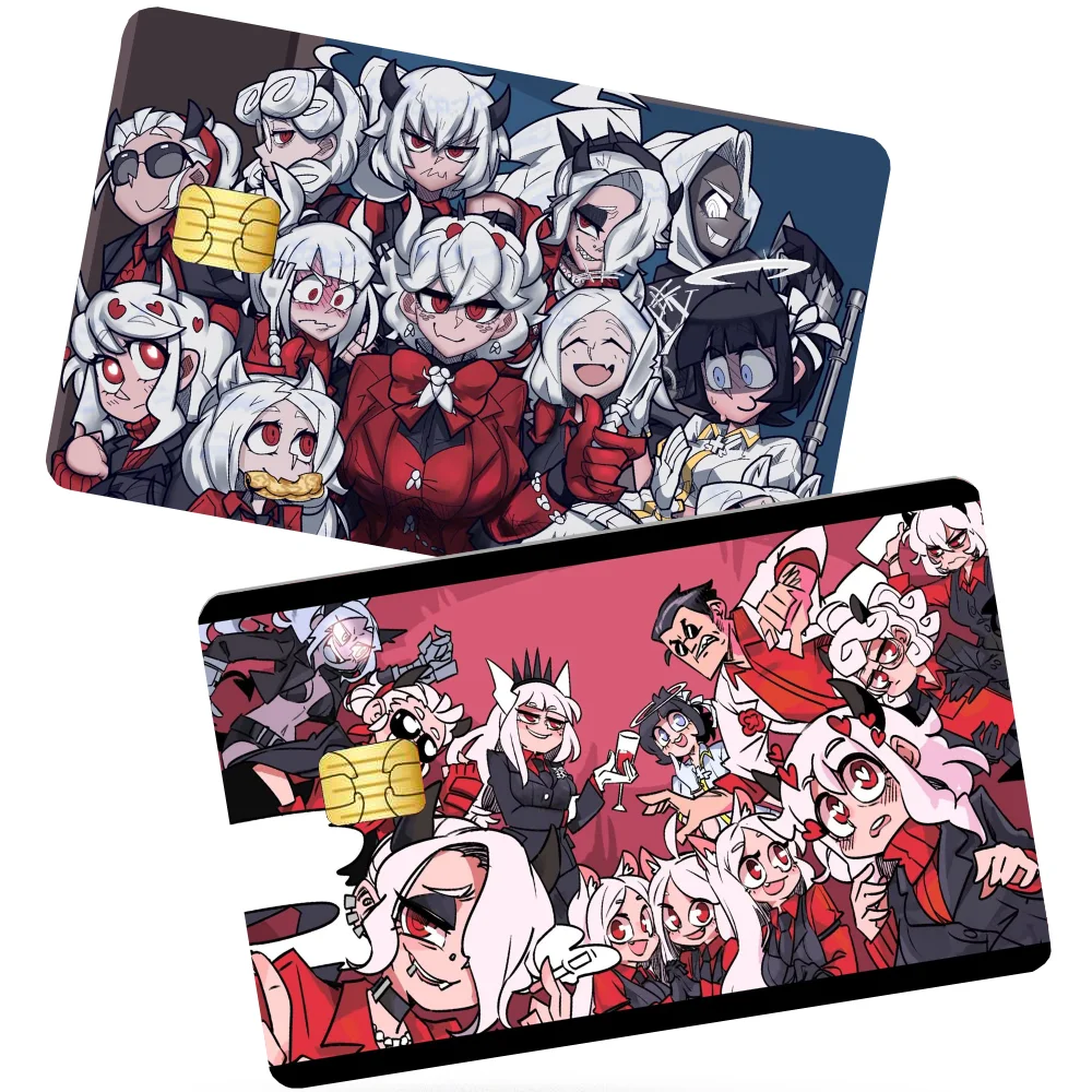 Anime Helltaker Stickers 4pcs PVC Credit Card Skin Stickers Removable Self-adhesive Protective Film