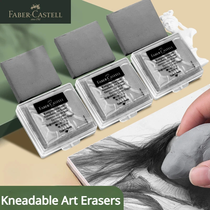 Faber-Castell Drawing Art Kneaded Erasers for Correcting,Lightening Charcoal Pencil and Pastel Artists Works, Gray in Box 1Pc 4