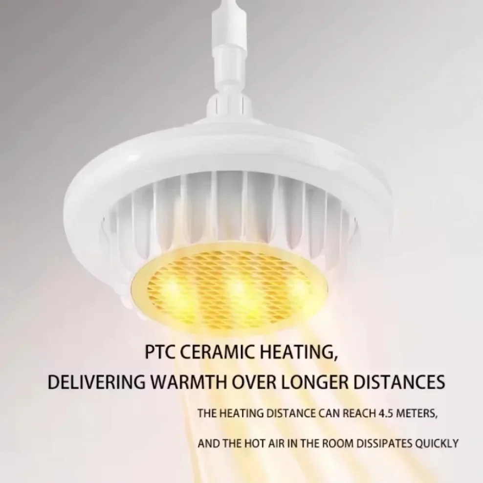 Remote Control Warm Air Lamp High-Power Whole House Heating Dimming Room Spiral E27 Electric Heater Fan Light Ceiling Fan Light