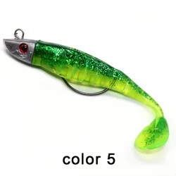 Premium Saltwater Fishing Soft Bait Lures - Silicone Jigging Swimbait with T - Tail - 13cm 26g (1pcs color 5)
