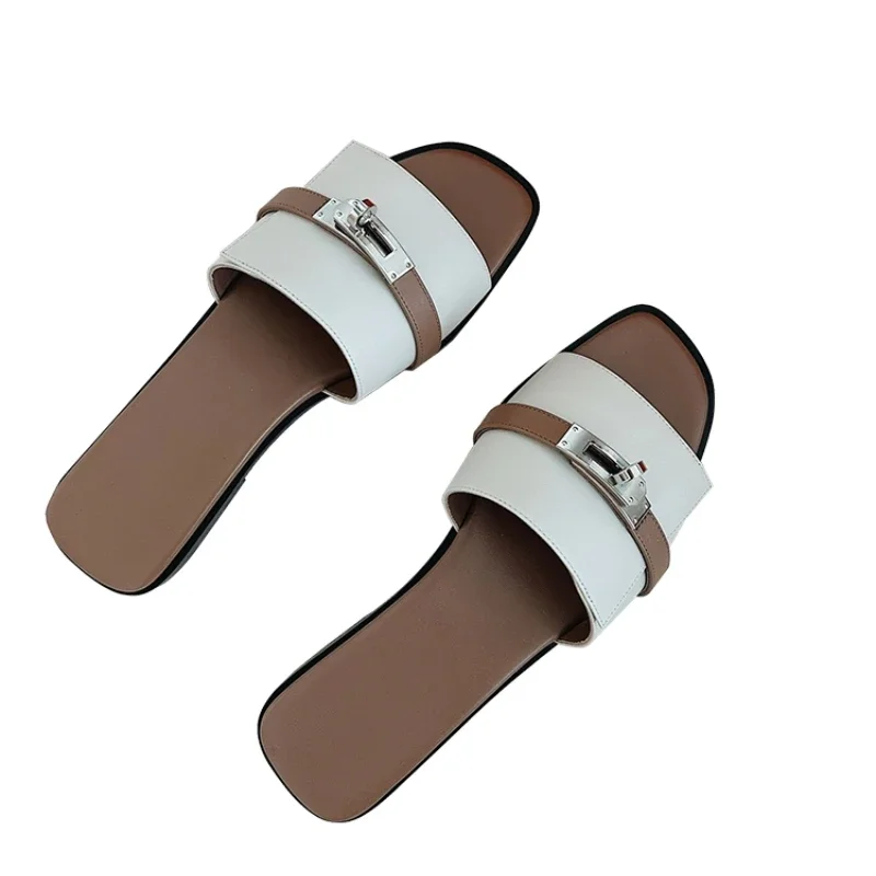 Flat Shoes 2024 New Open Toe Slippers Holiday Fashion Outgoing French Sandals