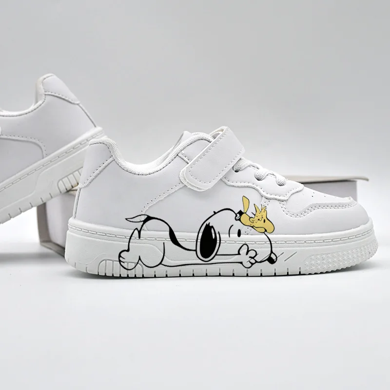 2025 Snoopy Design Trendy Kids Shoes Low Top White Sneakers Unisex Cartoon Casual Skate Shoes 4