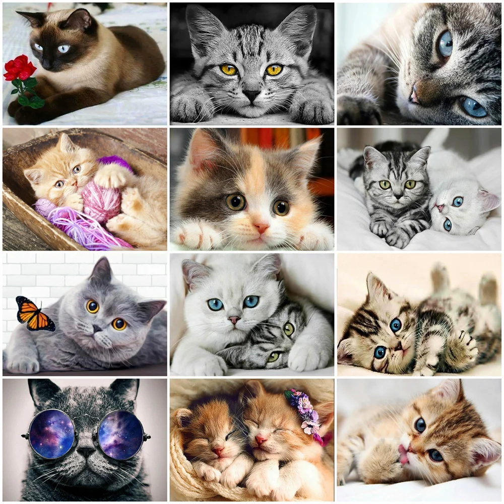 Evershine Diamond Painting Cat Cross Stitch Kits Animal Mosaic Picture Of Rhinestones 5D Full Square Drill Needlework Home Decor diamond painting diamond art painting kit diamond painting set