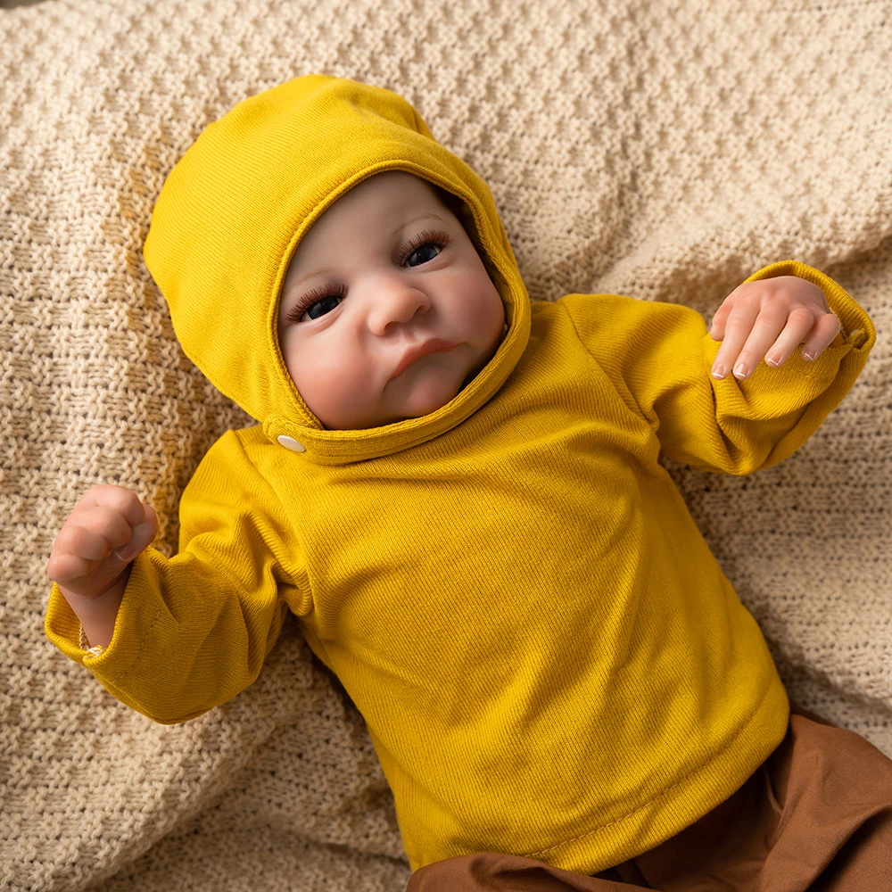 

46CM Soft and Full Body Vinyl Reborn Dolls Toddler LEVI Boy Doll lifelike Newborn Doll Flexible 3D Skin Tone with Vein Girl Doll