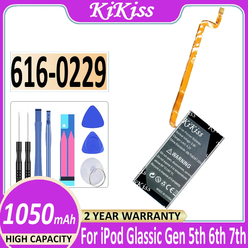 1050Mah Kikiss 616-0229 Batteria Di Ricambio Per Ipod Classic Gen 6Th 7Th 80Gb 120Gb Sottile 160Gb Per Ipod 5/5.5 Gen 30 Gb Strumenti