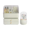 Makeup Organizer with Brush Holder and 2 Drawers, Space-Saving Design for Cosmetics, Jewelry, Easy Access and Storage 3