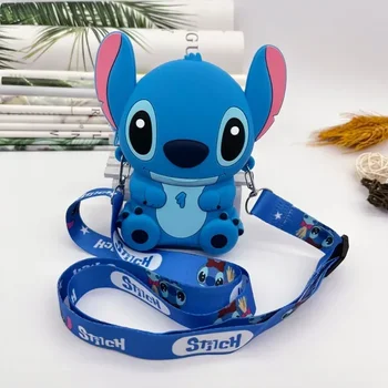 Nuova borsa dal design Kawaii Disney Stitich, borsa a tracolla alla moda con cerniera, borsa a tracolla in silicone con tracolla staccabile, regalo per bambini 1