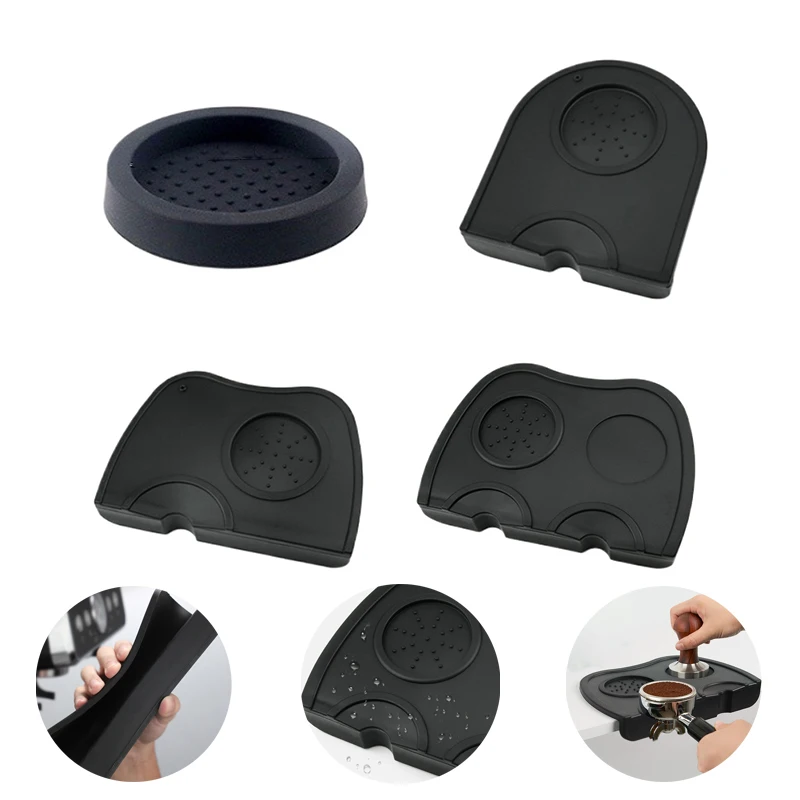 Silicone Non-slip Mat Coffee Tamper Mat Tamping Rest Holder Corner Edge Pad Black Base Office Bar Shop Silicone Espresso Station