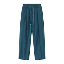  IEFB Spring Summer New Male Casual Pants Fashion Korean Solid Color Simple Men's Elastic Waist Wide Leg Straight Trouser 9A8498 