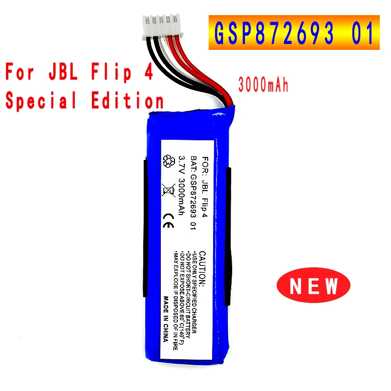 

Новый аккумулятор 3000 мАч GSP872693 01 для JBL Flip 4 /Flip 4 Special Edition, сменный аккумулятор с номером отслеживания