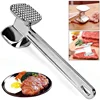 Professional Stainless Steel Meat Tenderizer Hammer - Dual Needle & Flat Mallet Head for Steak Beef Chicken Pork Kitchen Tool