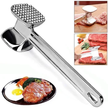 Professional Stainless Steel Meat Tenderizer Hammer - Dual Needle & Flat Mallet Head for Steak Beef Chicken Pork Kitchen Tool