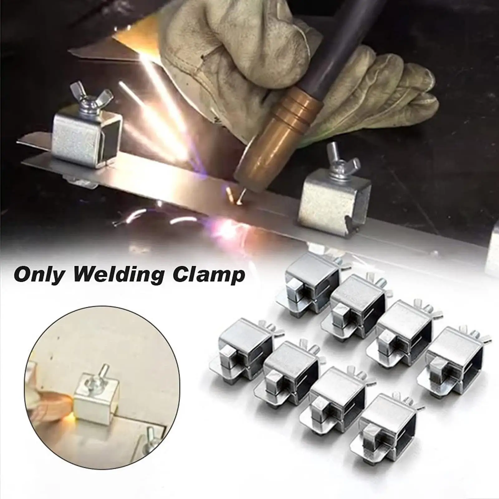 8Pcs Silver Butt Welding Clamps for Auto Body Panel-Aluminum Alloy Butterfly Clamp Set