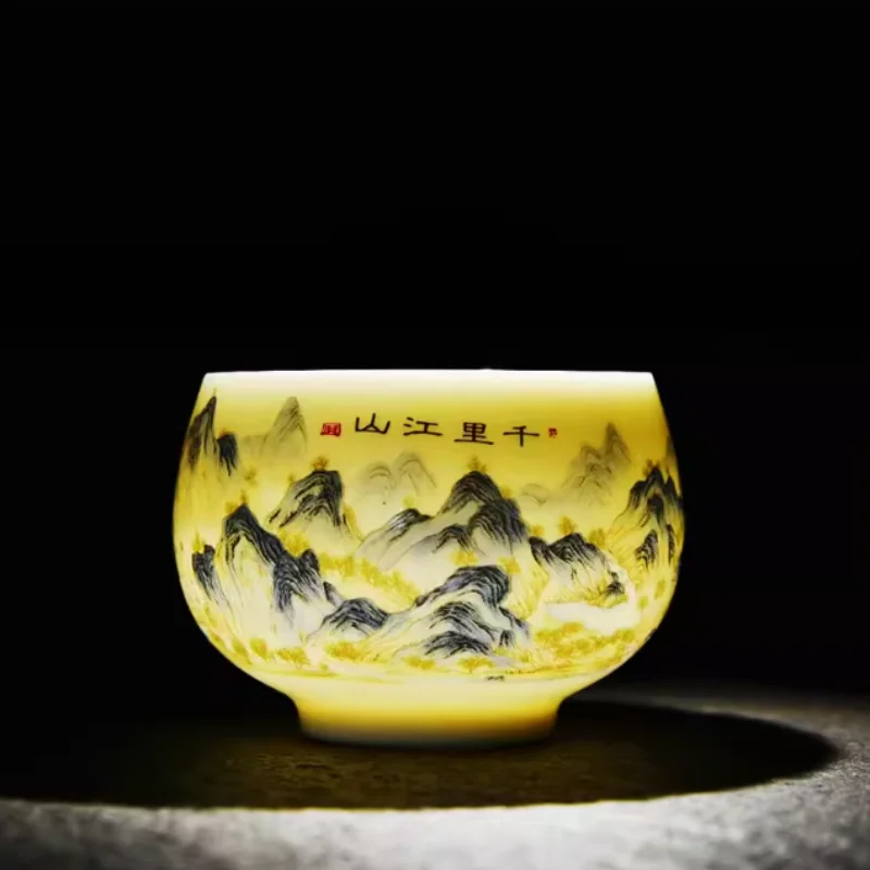 Exquisite sheep fat jade white porcelain tea cup, handmade portable ceramic tea cup, customized tea set, personal master cup