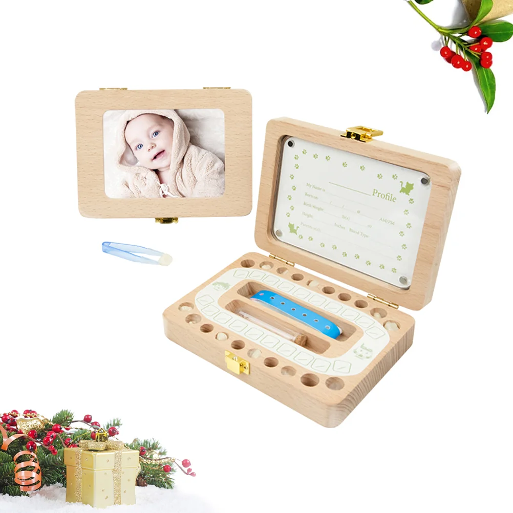 

Wooden Baby Tooth Preservation Organizer Baby Hair Child Tooth Collection Box Newborn Milk Teeth Box