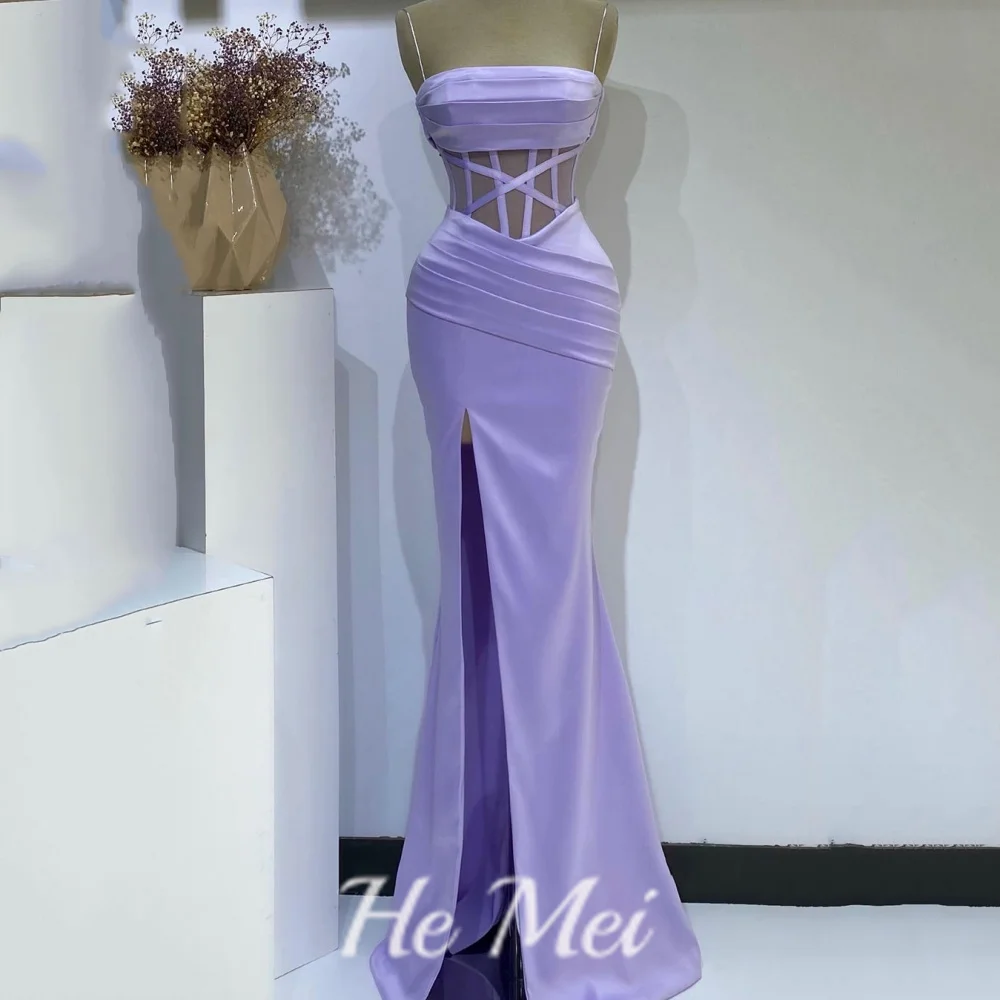 

Sexy Prom Dress For Women Strapless Mermaid High Split Evening Gowns Spaghetti Straps Simple Party Dresses فساتين السهرة