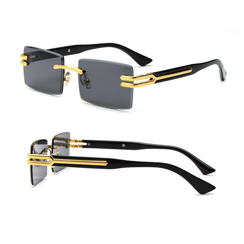 

Retro Rimless Sunglasses For Men Women Luxury Punk Frameless Rectangle Cutting Sun Glasses Business Outdoor Shades UV400