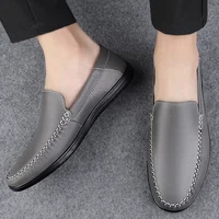 High Quality Mens Slip on Flats Casual Luxury Brand Men Loafers Genuine Leather Moccasins 2025 New Light Breathable Dress Flats