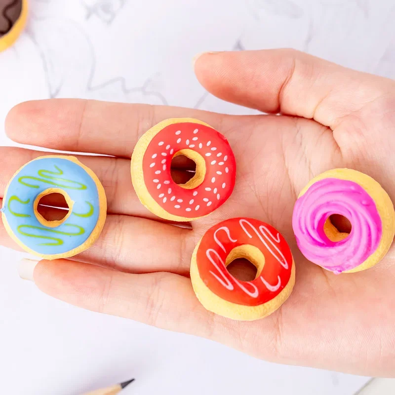 Candy Donuts Eraser Set 6 Pcs/Lot Students Eraser Stationery Supplies pencil eraser,biscuit eraser,kneadable eraser,retractable eraser