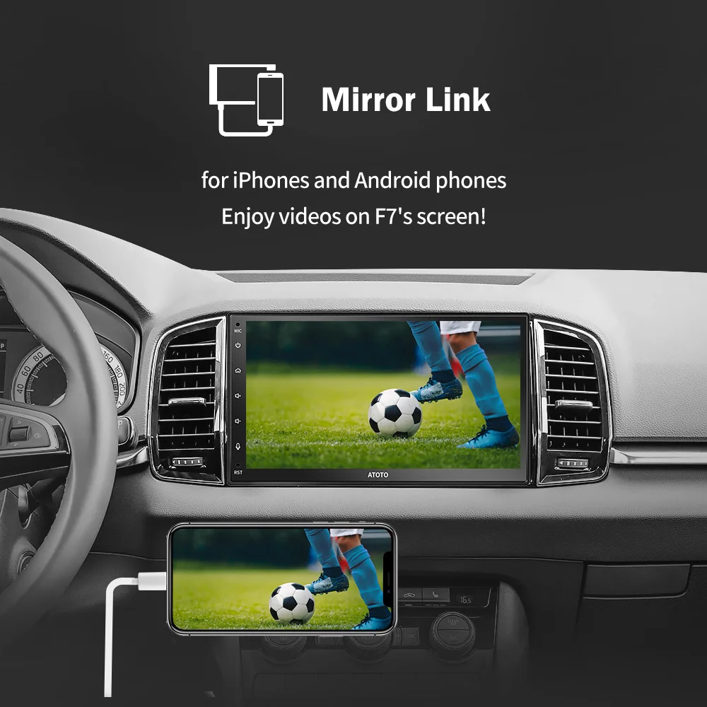 Atoto-マルチメディアプレーヤー付きカーラジオ,Android,7インチHDタッチスクリーン,2ディン,ステレオ,ミラーリンク機能,車用