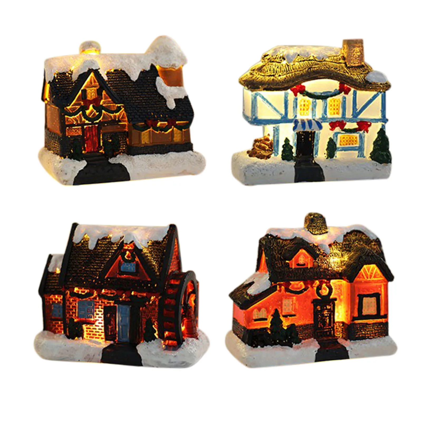 

Christmas Village Houses Glowing Night Light House LED Christmas Decorations Santa Claus Gifts And Luminous Ornaments Resin