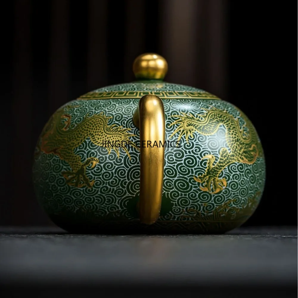 200ml Yixing Purple Clay Tea Pot High end gilded double dragon play beads Teapot Zisha Kettle Chinese Tea Accessories