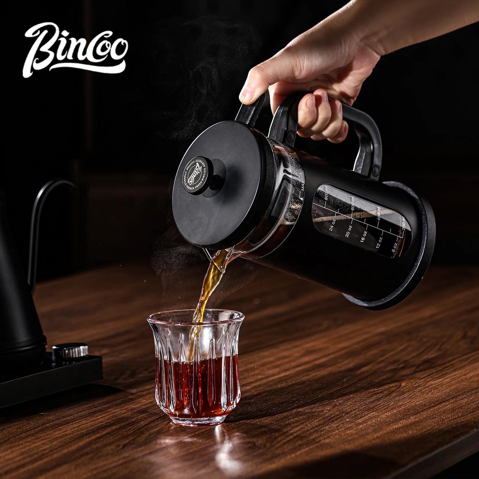 إبريق قهوة فرنسي فاخر، زجاج مقاوم للحرارة، ١٠٠٠ مل