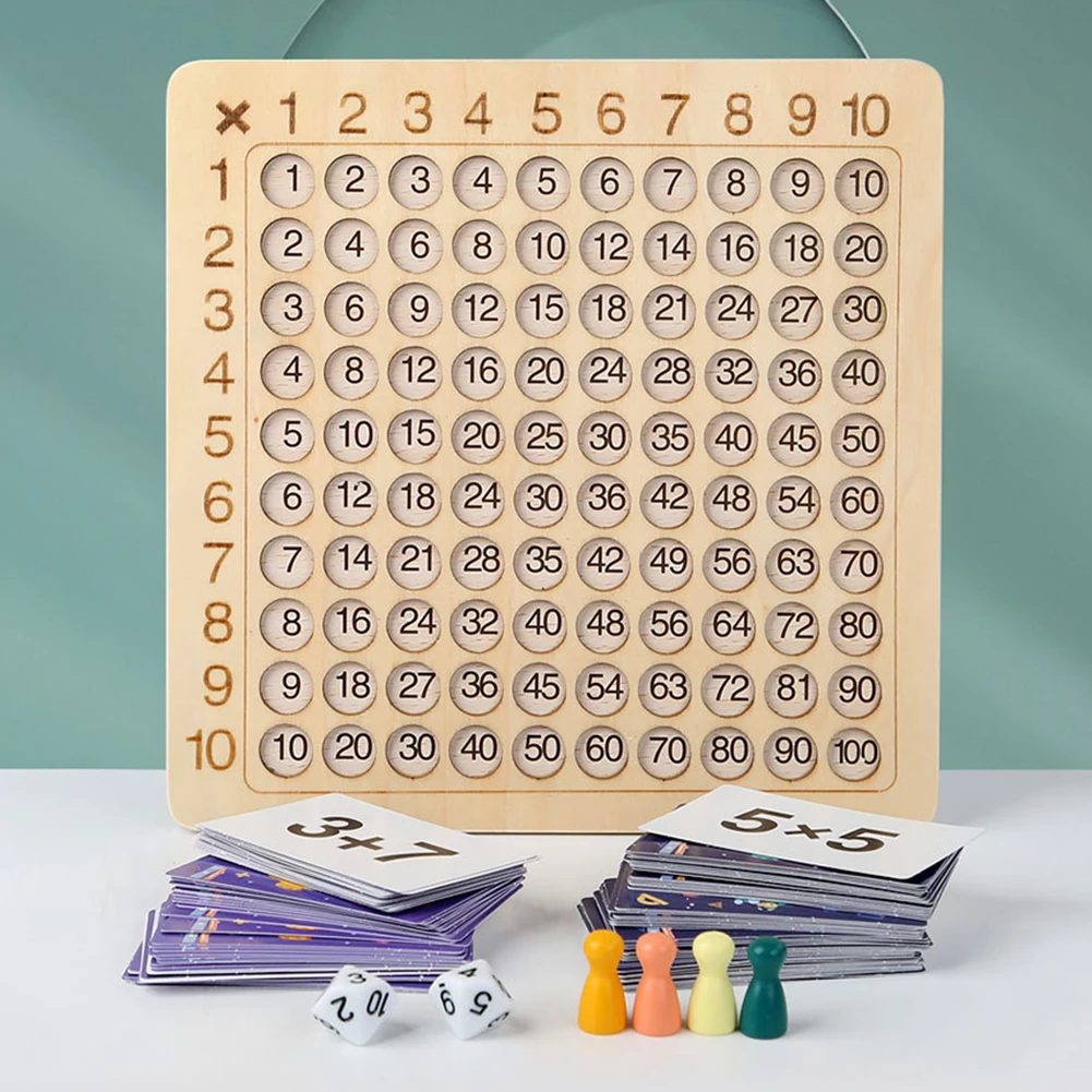 Madeira montessori multiplicação jogo de tabuleiro crianças aprendizagem  brinquedos educativos matemática contagem cem placa interativa brinquedo