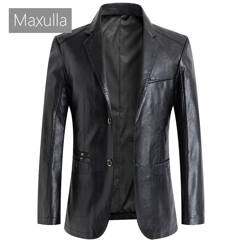 

Maxulla Spring Men's PU Jackets Casual Mens Mid-Long Motorcycle Leather Coats Man Loose Punk Biker Jackets Brand Clothing 7XL