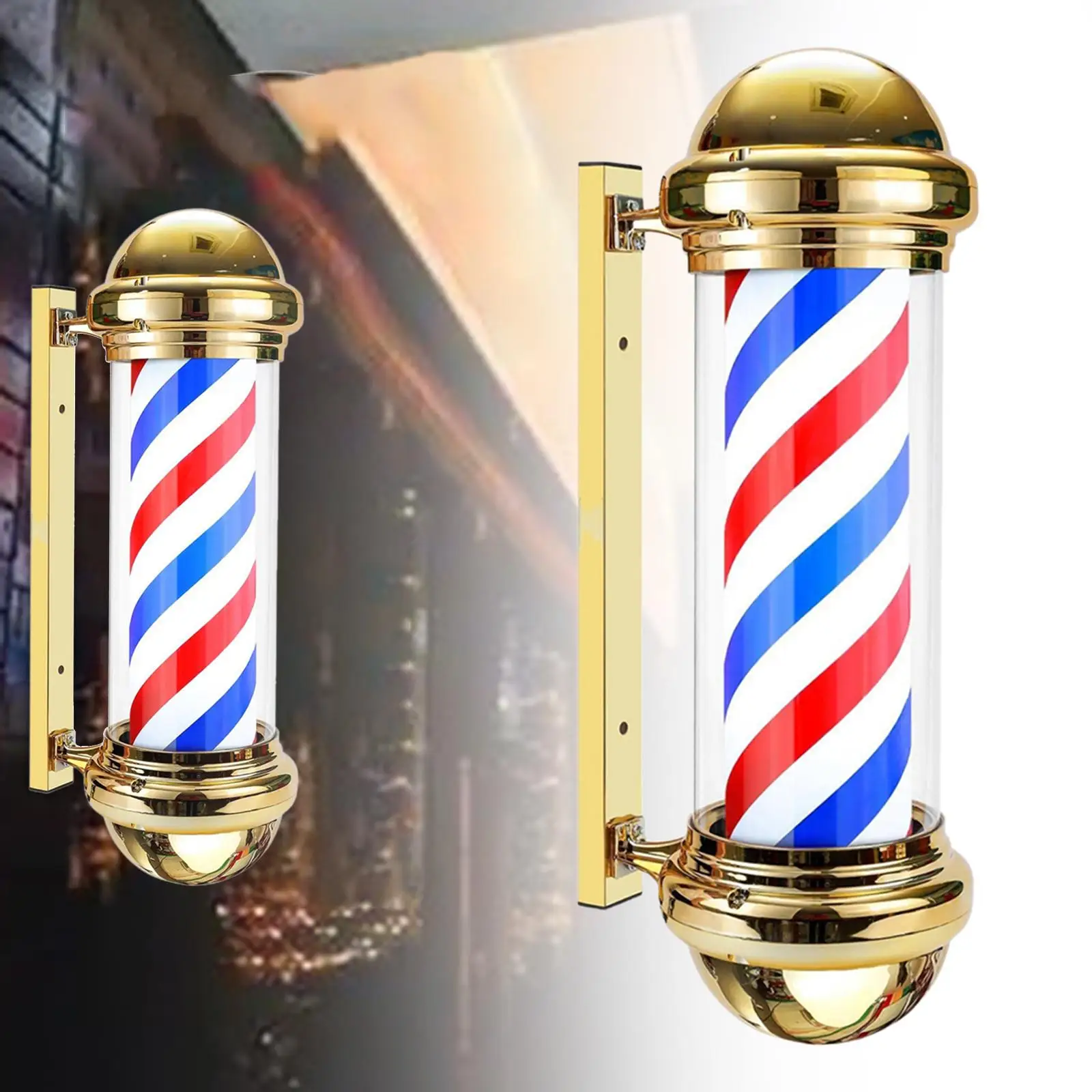 Barber Light Pole Open Sign Stripes Classic Sign Illuminating Barbershop Rotating Light Fixture for Outdoors Hair Salon Outside