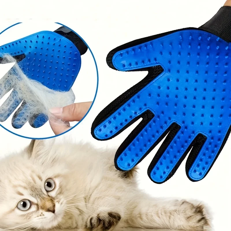 Pet Grooming & Massage Gloves - Silicone Hair Remover for Cats and Dogs, 2-Piece Set