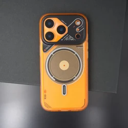 Creative Mechanical Design MagSafe Phone Case with Magnetic Wireless Charging and Armor Protection - iPhone 15 (Orange)