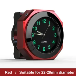 Waterproof Aluminum Motorcycle Handlebar Clock - Premium Timepiece Accessory (Red)