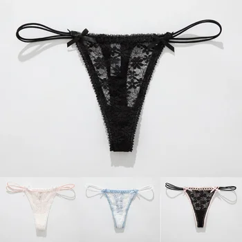 Lace Bow Panties Low Waist Panties Daily Wear Home Wear Solid Color All Seasons Breathable Casual Medium Elasticity 3
