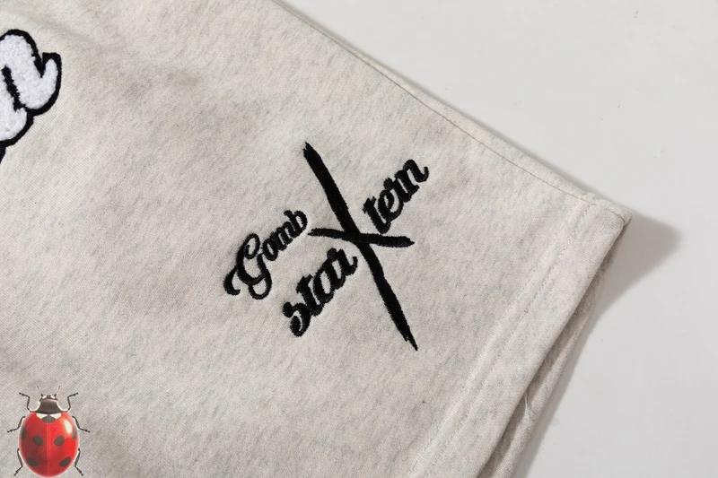 Retro Street Niche American Fashion Label Towel Embroidered Letters High Street Loose Casual Shorts Couple Summer Quarter Pants