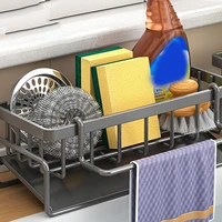Kitchen Stainless Steel Sink Drain Rack Sponge Storage Faucet Holder Soap Drainer Towel Rack Shelf Organizer Kitchen Accessories 1